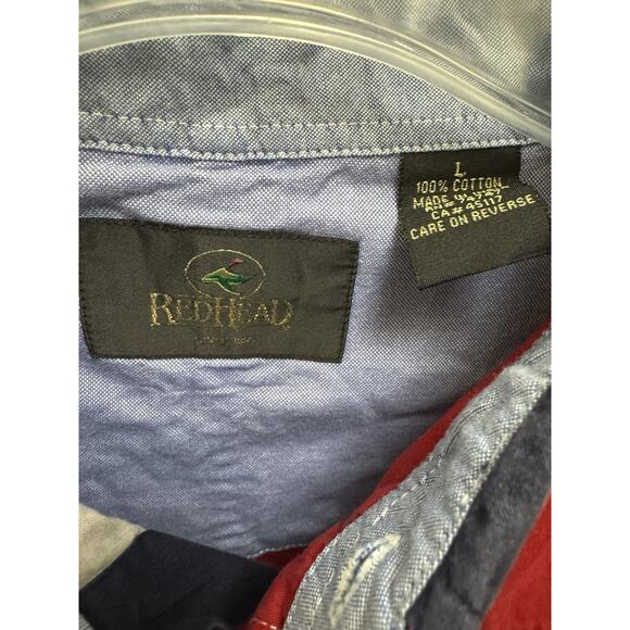 Red Head American Flag Short Sleeve Button Size Large Patriotic 4th Of July - Picture 3 of 6